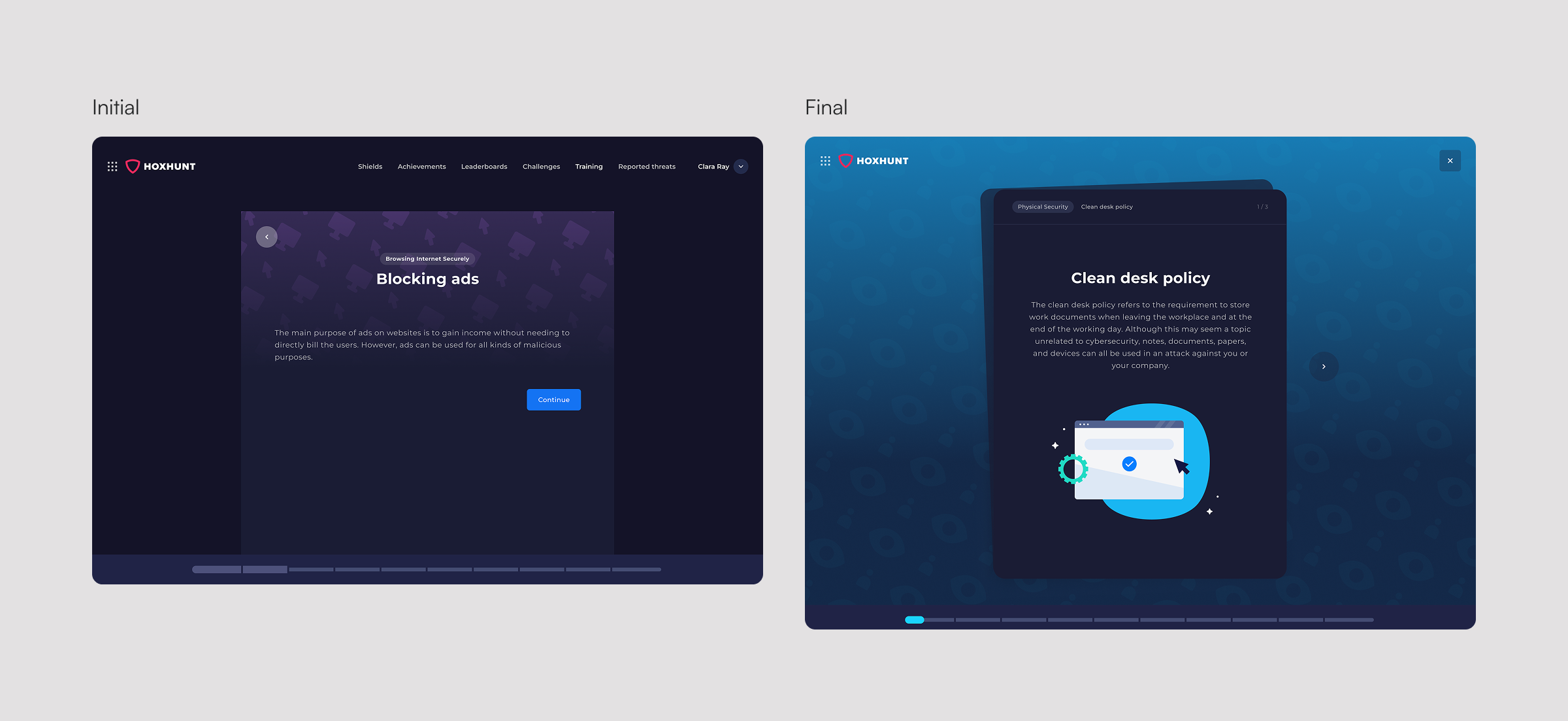 Employee journey and admin UI